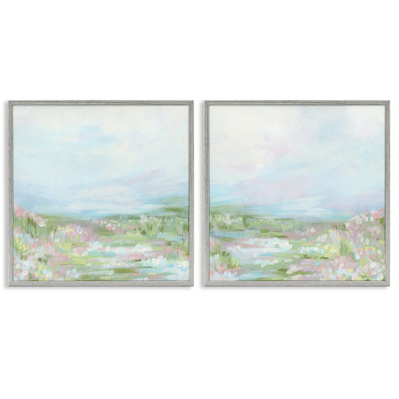 Stupell Industries Pastel Abstract Spring Field 2 pc Framed Giclee Wall Art Set Design by June Erica Vess